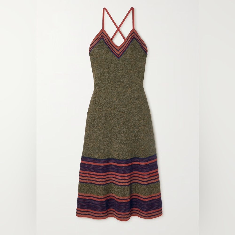 NWT Wales Bonner Fusion striped wool-blend knit green dress - Picture 3 of 9
